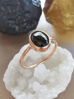 แหวนเงินหินสะเก็ดดาว Tektite