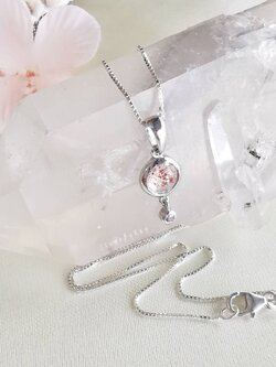 สร้อยคอเงินจี้หินซุปเปอร์เซเว่นกับพิ้งแซฟไฟร์ Super seven