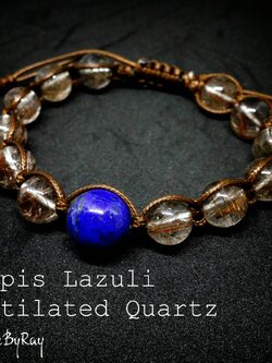 สร้อยข้อมือเชือกถักหินไหมเศรษฐีกับลาพิสลาซูลี