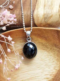 สร้อยคอเงินจี้นิลแท้ Black Spinel