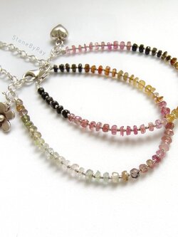 สร้อยข้อมือเงินหินทัวมาลีนเจียรเหลี่ยม(Tourmaline)
