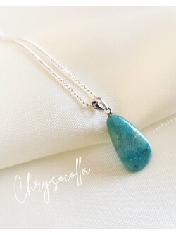 สร้อยคอเงินจี้หินคริสโซโคล่า Chrysocolla