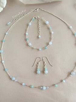 Setสร้อยคอเงินหินอความารีนกับอมาโซไนท์ Aquamarine+Amazonite