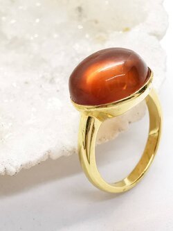 แหวนเงินชุบทองดีไซน์กับอำพันแท้