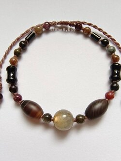 สร้อยข้อมือเชือกถักกับหินอัญมณี4ชนิด