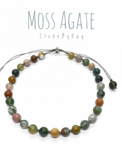 สร้อยข้อมือเชือกถักกับหินมอสอาเกต (Moss Agate)