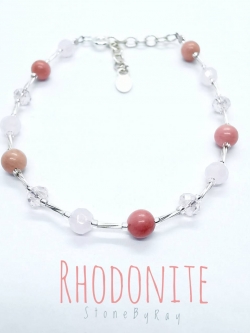 สร้อยข้อมือเงินหินโรโดไนท์