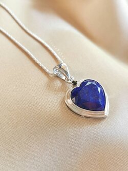 สร้อยคอเงินจี้หินลาพิสลาซูลีทรงหัวใจ Lapis Lazuli