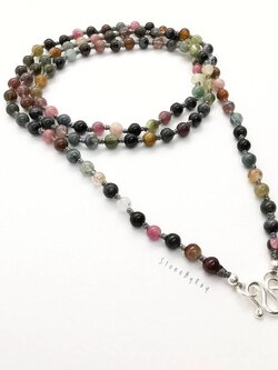 สร้อยคอปะคำ108หินทัวร์มาลีนเจียรกลม Tourmaline