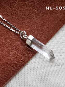 สร้อยคอเงินจี้หินคริสตัลควอตซ์ผลึกธรรมชาติ Crystal Quartz