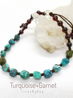 สร้อยข้อมือเงินหินเทอร์ควอยส์,โกเมน