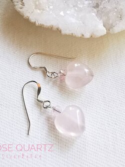 ต่างหูเงินหินโรสควอตซ์