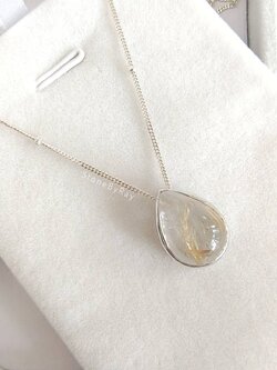 สร้อยคอเงินจี้หินไหมทอง Rutilated Quartz