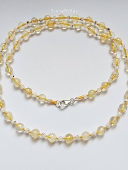 สร้อยคอเชือกถักหินซิทรินกับมูนสโตน Citrine+Moonstone