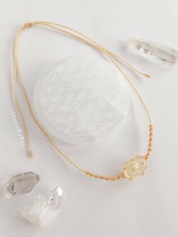 สร้อยคอเชือกถักหินจี้หินซิทริน Citrine