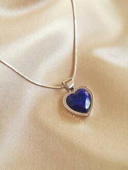 สร้อยคอเงินจี้หินลาพิสลาซูลีทรงหัวใจ Lapis Lazuli