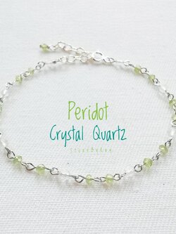 สร้อยข้อมือเงินพลอยเพอริดอท+คริสตัลควอตซ์