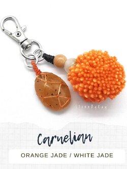 พวงกุญแจหินคาเนเลี่ยนกับหยกน้ำผึ้ง Carnelian+Jade