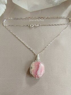 สร้อยคอเงินจี้หินโรโดโครไซต์ Rhodochrosite