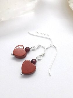 ต่างหูเงินหินแจสเปอร์ดีไซน์กับโกเมน Jasper+Gernet