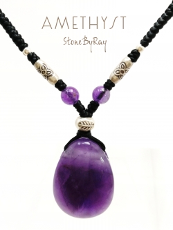 สร้อยคอเชือกถักจี้หินอเมทิสต์