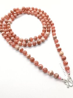 สร้อยคอปะคำ108หินโรโดโครไซต์ Rhodochrosite