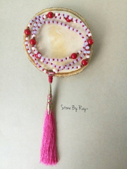 สร้อยคอปะการังแดง&หินอาเกตม่วง (Red coral&Lavender agate)