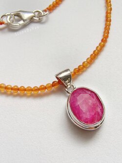 สร้อยคอเชือกถักหินคาเนเลี่ยนกับจี้พลอยทับทิม