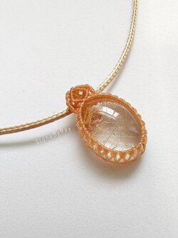 สร้อยคอเชือกจี้หินไหมทอง Rutilated Quartz
