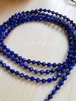 สร้อยคอเชือกถักหินลาพิสลาซูลีเจียรเหลี่ยม