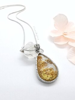 สร้อยคอเงินจี้หินโป่งข่าม Lodolite Quartz