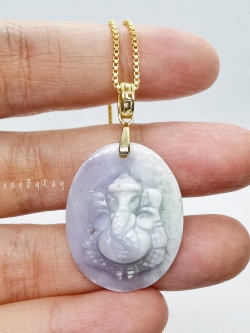 จี้เงินหินหยกแกะสลักองค์พระพิฆเนศวร