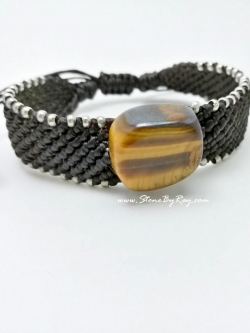สร้อยข้อมือเชือกถักหินตาเสือ (Tiger's eye)