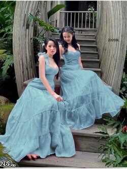 kudapy แม็กซี่เดรสผูกไหล่ซิปหลัง งานมีซับใน มีฟองน้ำ กระโปรงหลาช้้น เนื้อผ้าผ้าแก้วขุ่น ใส่ได้ตลอด