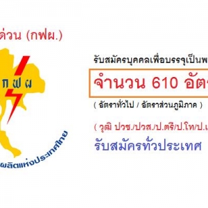 (รับทั่วประเทศ) กฟผ.รับสมัครบุคคลเพื่อบรรจุเป็นพนักงาน 610 อัตรา วันที่ 16 มกราคม - 30 มกราคม 2560